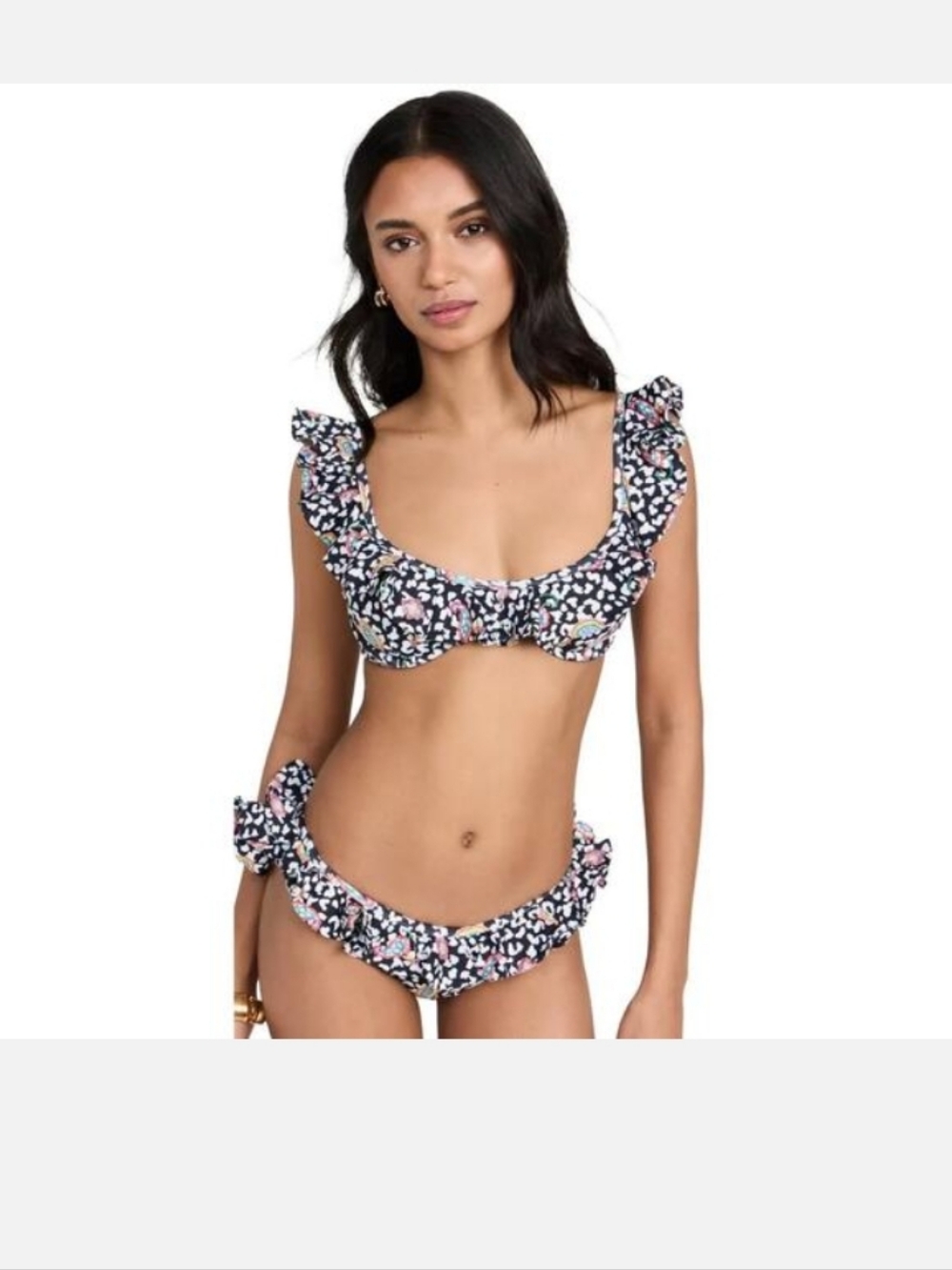 Caroline Constas Women's Leopard Bikini Suit Black & White Size Large New $450